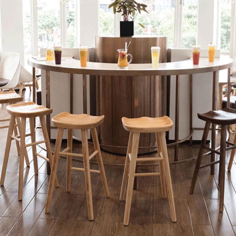 Natural Backless Counter Stool Contemporary Pine Wood Counter Stool
