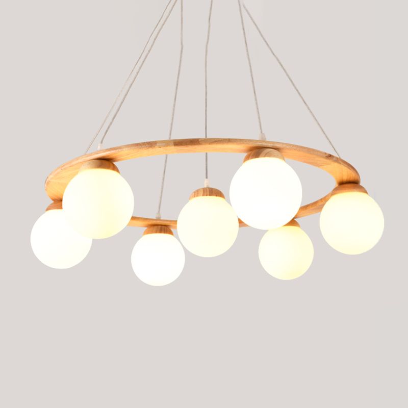 Moderne verstellbare hölzerne Kronleuchterdecke Hängeleuchte mit Glasschatten