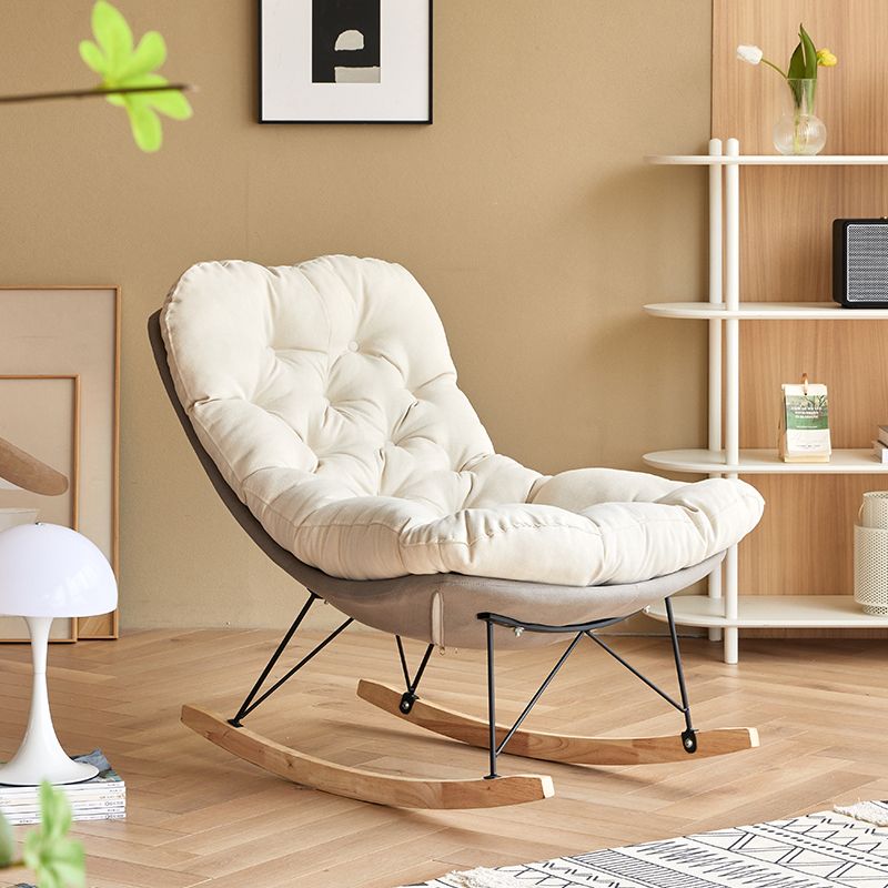 Scandinavian Parsons Chair with Beige Tufted Back and Sled Base
