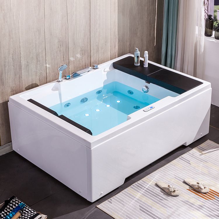 Freestanding Bath Acrylic Soaking White Rectangular Modern Bathtub