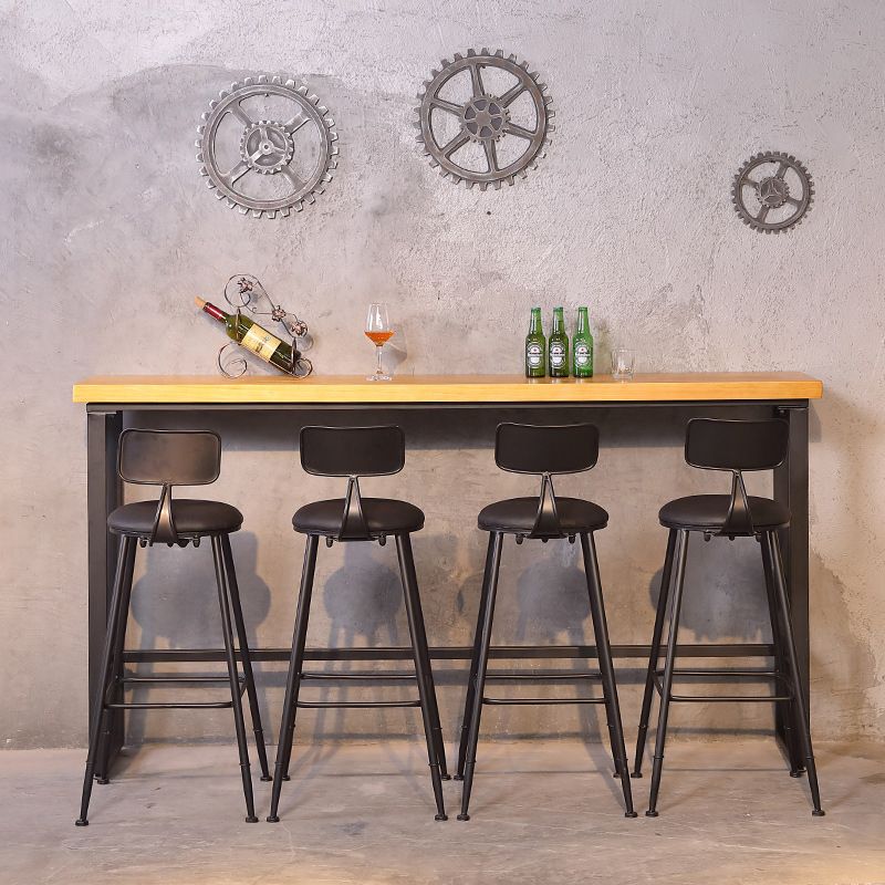 Industrial Bar and Counter Stool Low Back Stool with 4 Metal Legs