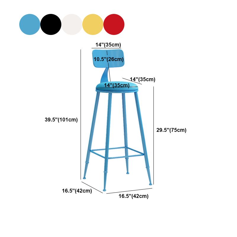 Scandinavian Metal Stool Faux Leather Round Seat Upholstered Counter Stool