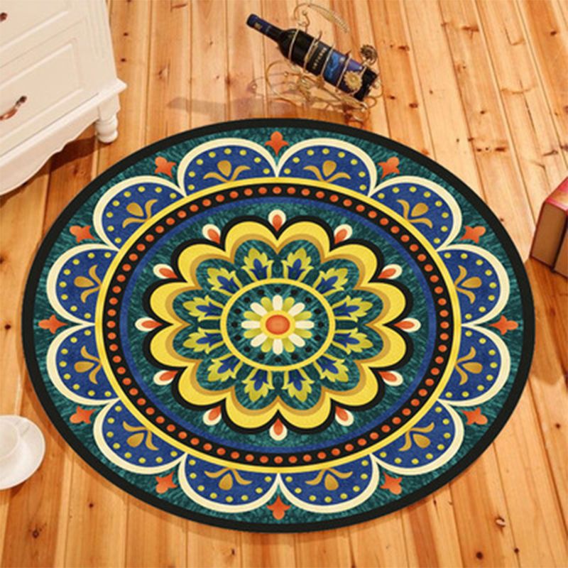 Tapis à imprimé tribal multicolore Polyester bohème carpet teinture résistante à la machine lavable sans glissement pour chambre à coucher