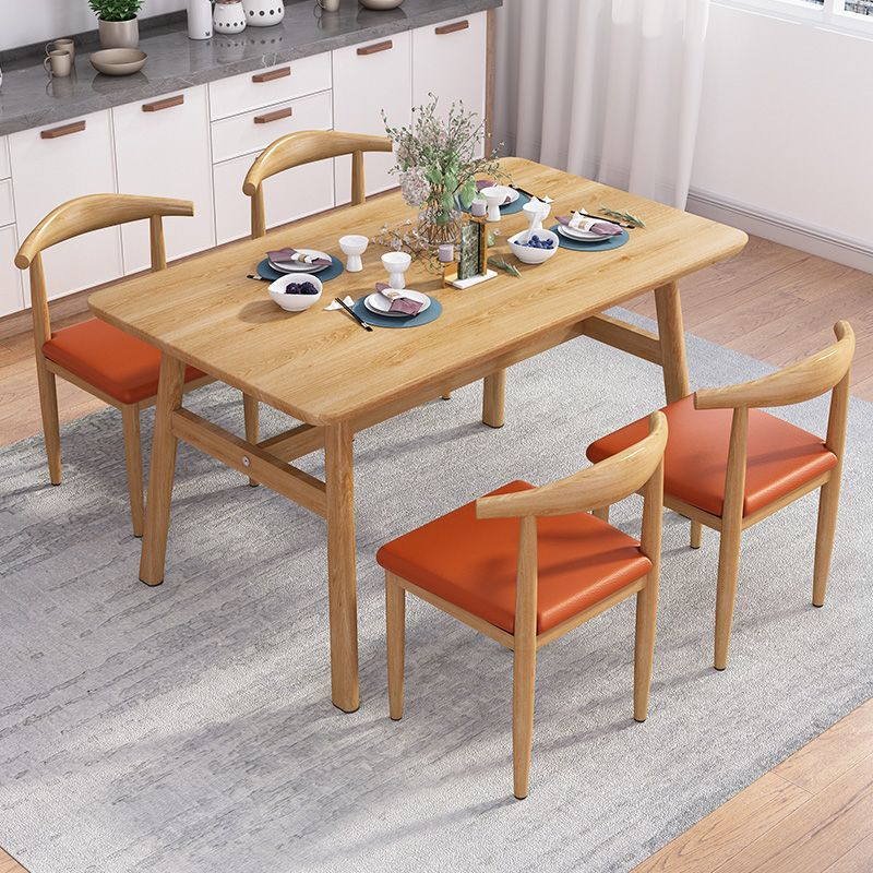 Rectángulo Conjunto de comedor contemporáneo MDF Conjunto de muebles de comedor de altura estándar con base de caballete