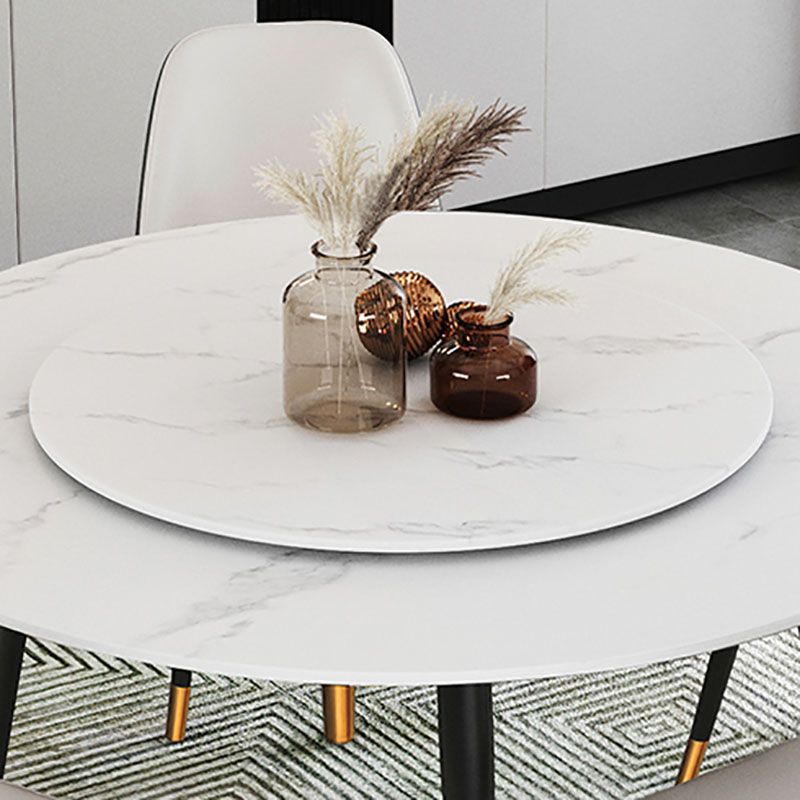Traditional Luxury Dining Table Stone and Metal Round Tripod Base Dining Table