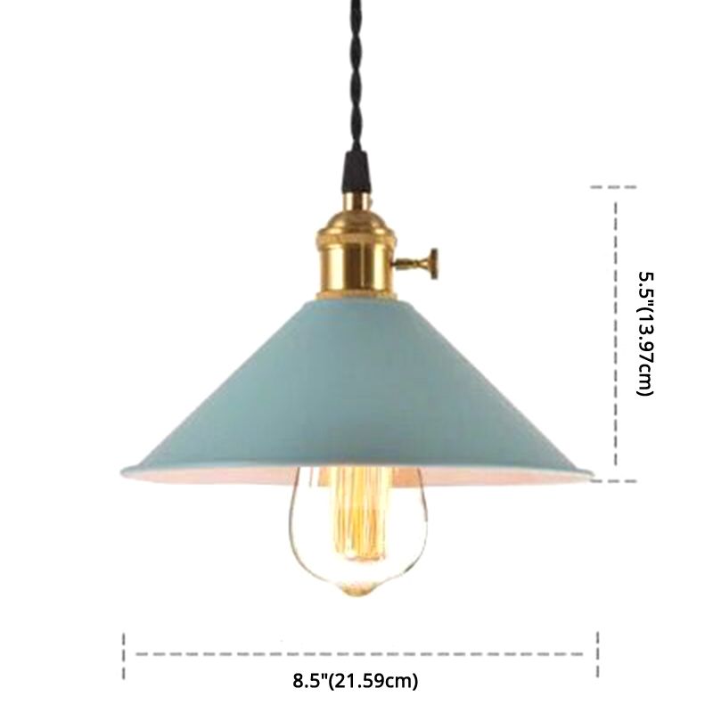 Light ombrello industriale Nordic Light Metal Macarons Colorful Macarons a 1 luci a pendente Accensione