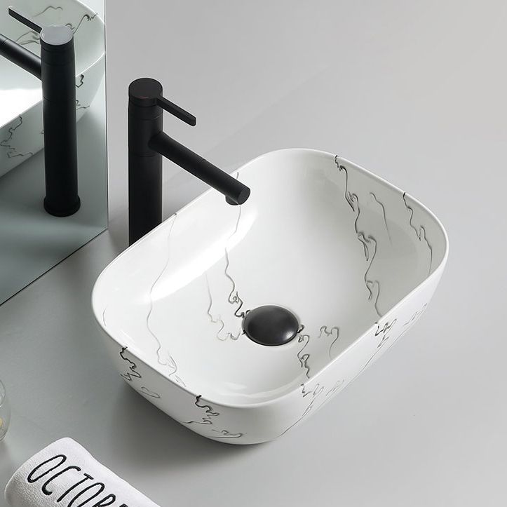 Modern Porcelain Trough Sink Oval-shape Trough Bathroom Sink