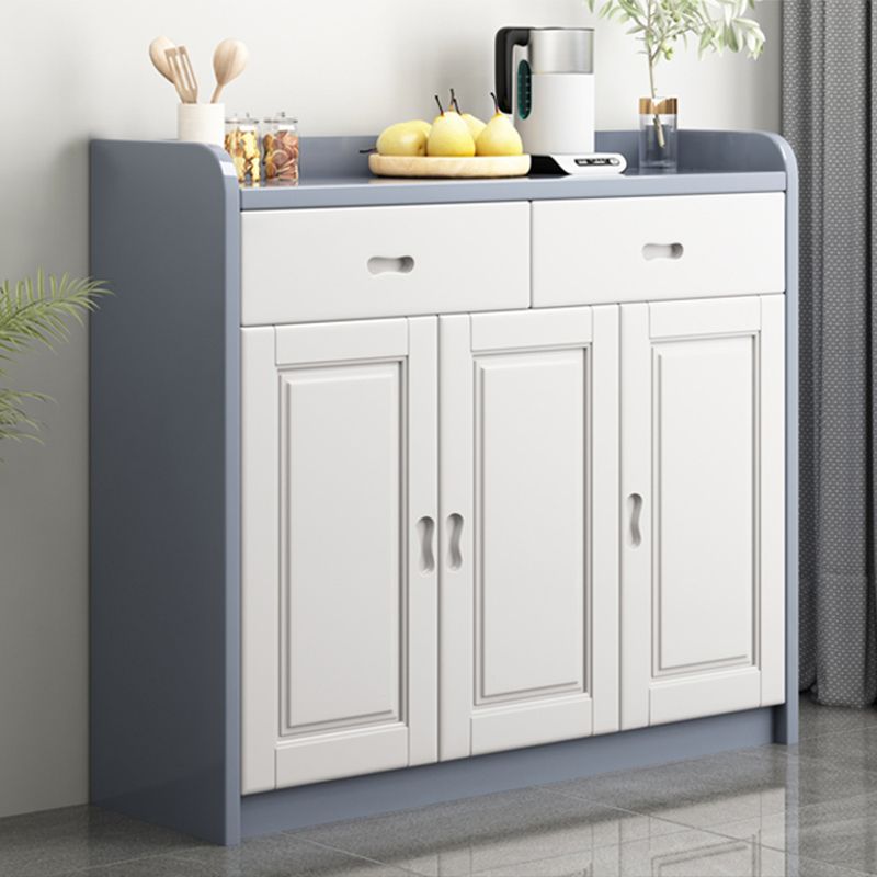 Modern Rectangle Accent Cabinet Wood Grooves Side Cabinet with Drawer