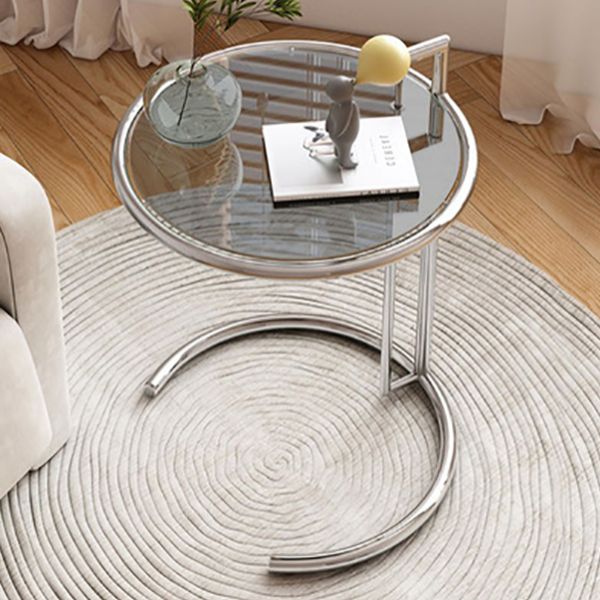 Modern Glass Top Abstract Round Living Room Accent Side Table