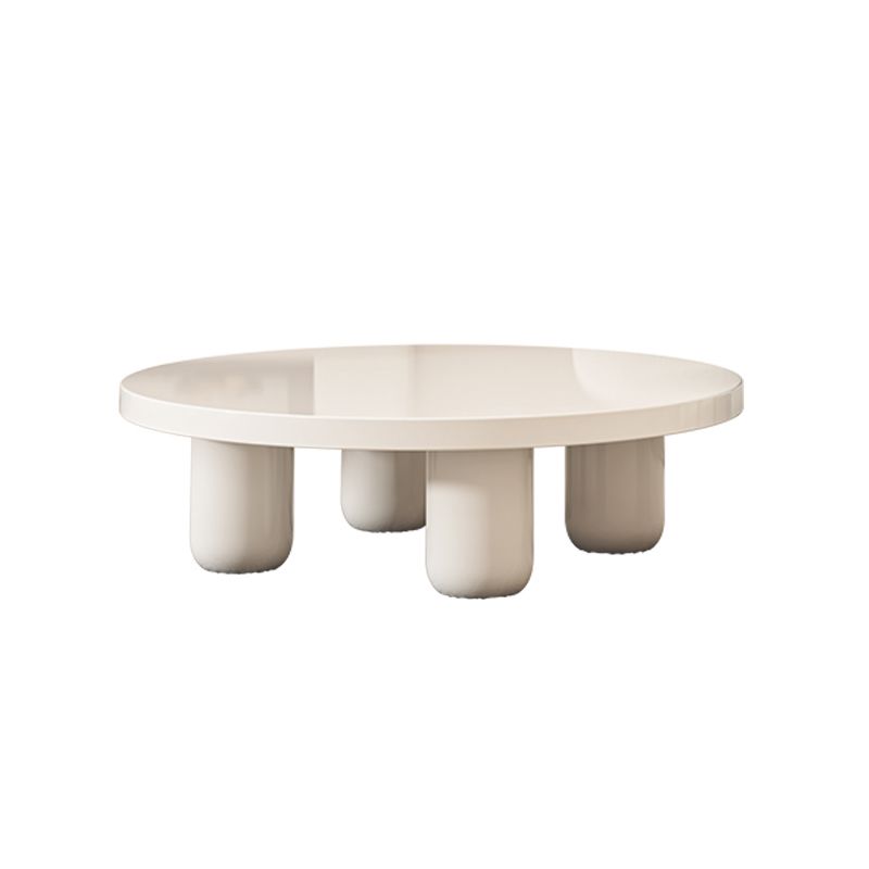 Solid Wood 4 Legs Coffee Table Round Minimalist Coffee Table