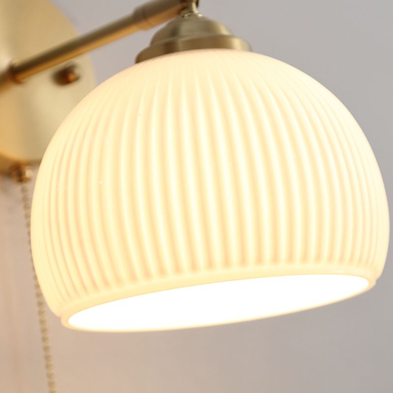 Vidrete de vidrio blanco apliques de pared de una cabeza para dormitorio de sala de estar