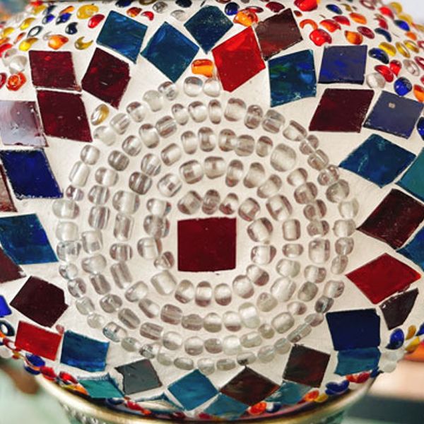 Turkish Style Glass Table Lamp Vintage Moroccan Desk Lamp Fixture for Bedside