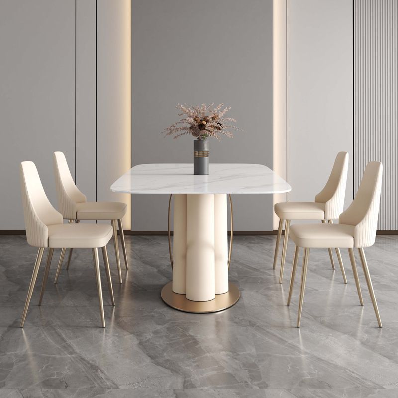 Luxury Sintered Stone Top Dining Set Rectangle 1/4/5/7 Pieces Dinette Table Set