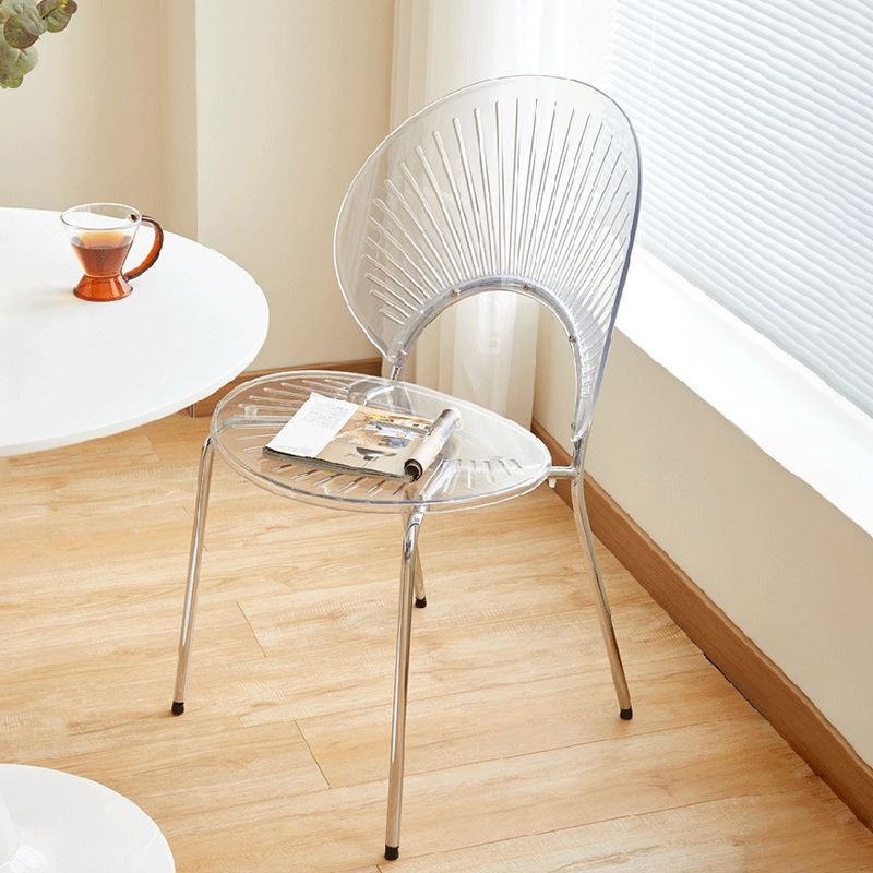 Nordic Metal Side Chair Low Back Armless Chair for Patio Use