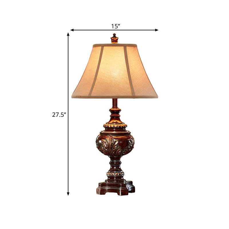 1 lampe de nuit de la barre de tête de la tête de style traditionnel de style brun tissu clair pour le chevet