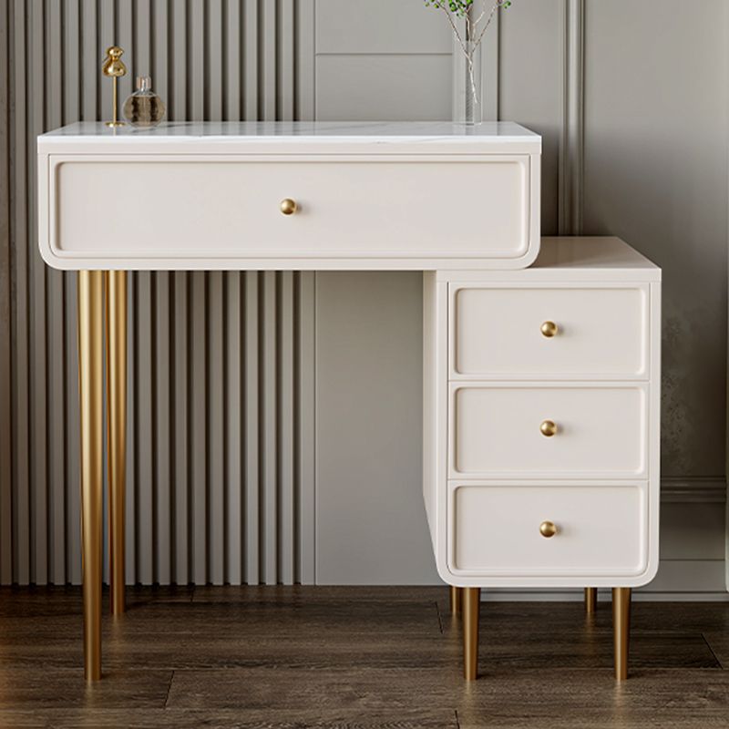 Luxurious Vanity Makeup Dressing Table Solid Wood Dresser with Metal Legs