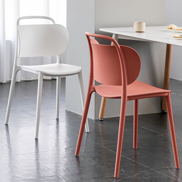 Modern Plastic Dining Chair Open Back Dining Side Armless Chair for Kitchen