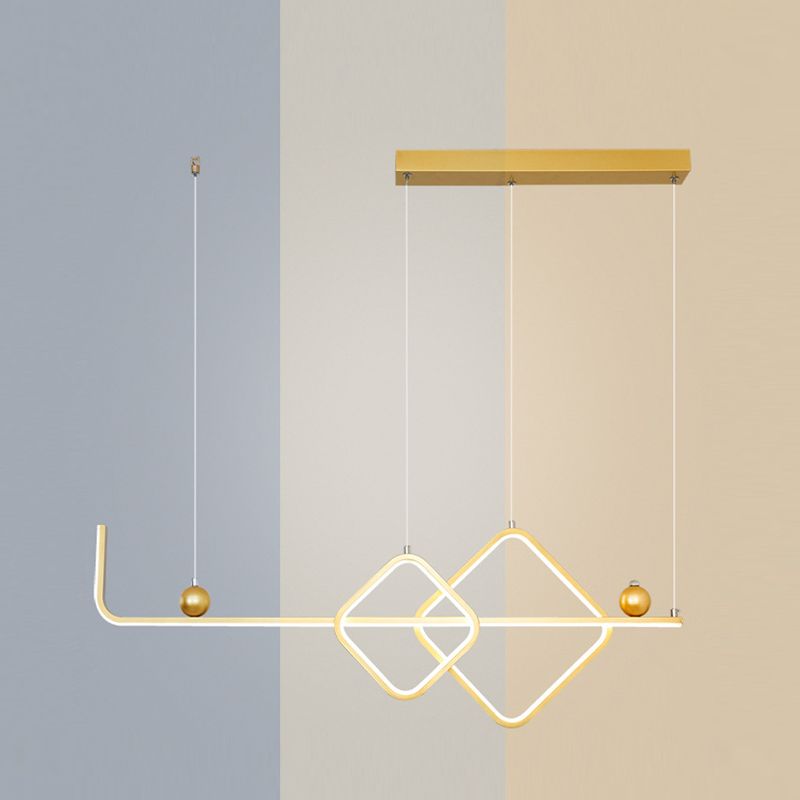 35.5" Wide Linear Island Light Nordic Metal LED Island Pendant for Living Room