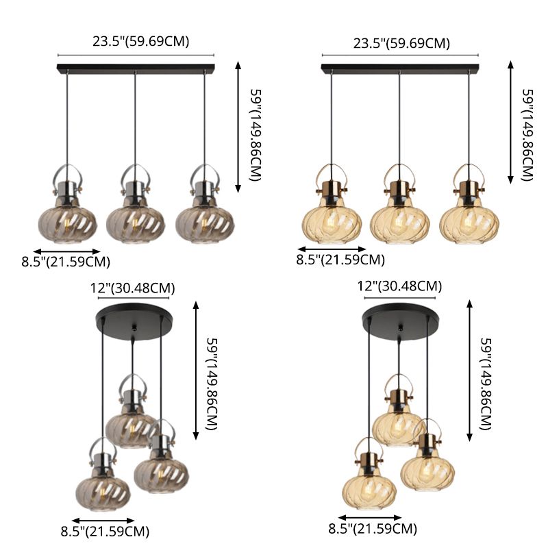 Glass Kettle Shaped Pendant Light Fixture Modern Ceiling Suspension Light for Dinner