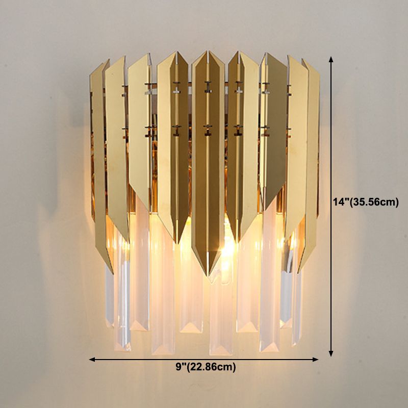 Modern Style Wall Light Gold 14" High Wall Sconce with Crystal for Living Room