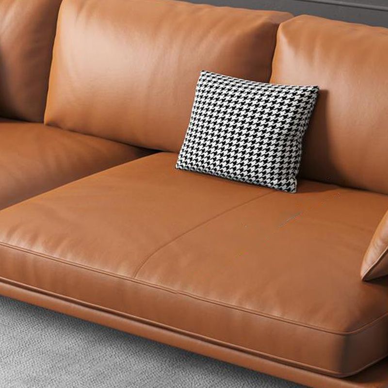 Modern Cushions Seating Pillow Top Arm Sofa in Orange for Apartment