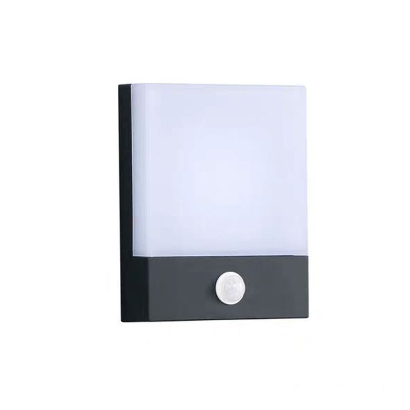 7,8 inch Hoogte rechthoekige acryl wandlamp Moderne eenvoud Outdoor Waterdichte sensor wandlicht in zwart