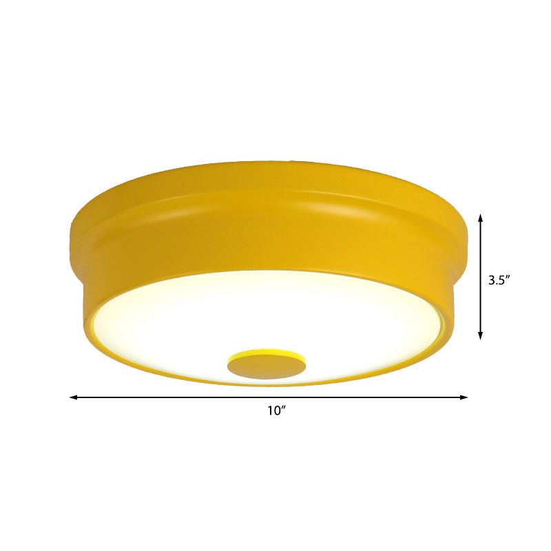 Macaron Drum Lampada da incasso a soffitto in metallo a LED per cameretta dei bambini Illuminazione da incasso in nero/verde/rosa/giallo con diffusore in vetro smerigliato