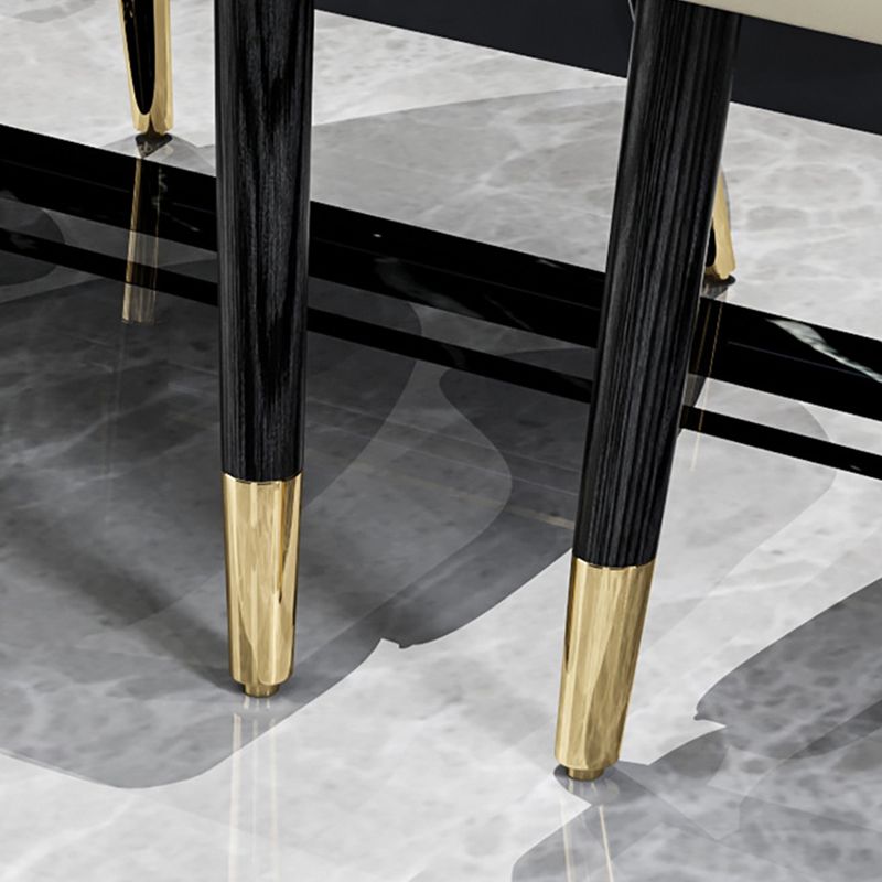 Faux Leather Kitchen Dining Chair Glam Upholstered Dining Chair with Wood Legs