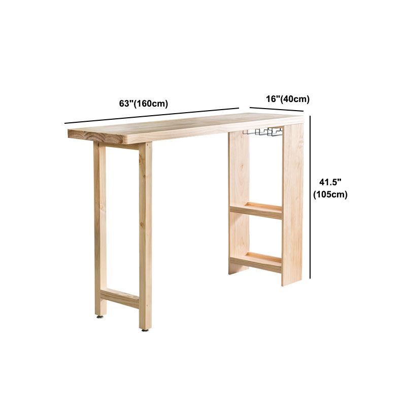 Modern Bar Table Set 1/3 Pieces Rectangle Pine Wood Counter Table for Milk Tea Shop
