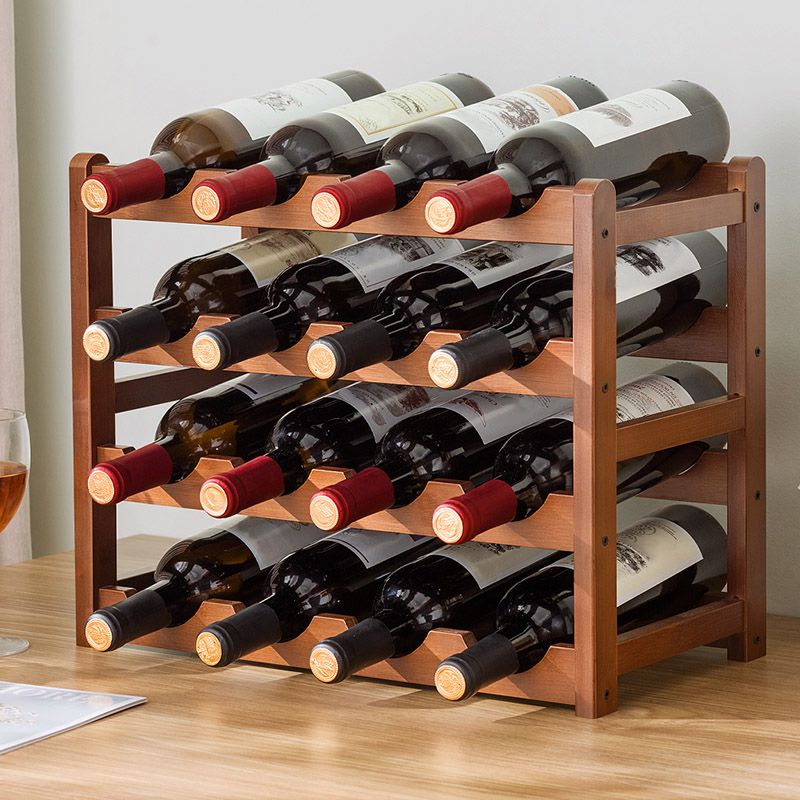 Countertop Wine Rack Wooden Wine Bottle Rack for Living Room