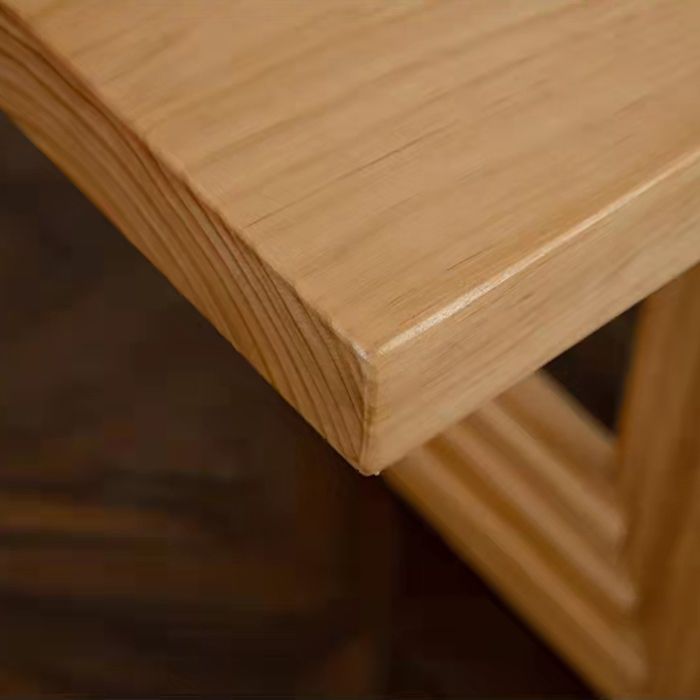 Rechthoek houten tafel in de natuur moderne dennenafel met dubbele voetstuk