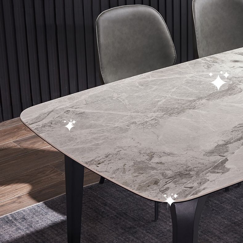 Modern Rectangle Dinette Set 1/2/4/5/7 Pieces Dining Table Set with Grey Sintered Stone