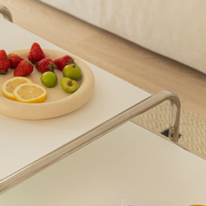 Contemporary Coffee Table with Wooden Top and Steel Sled Base