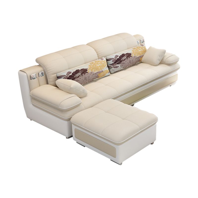 Scandinavian Pillow Top Arm Sectionals Sofa, Faux leather Chesterfield Sectionals