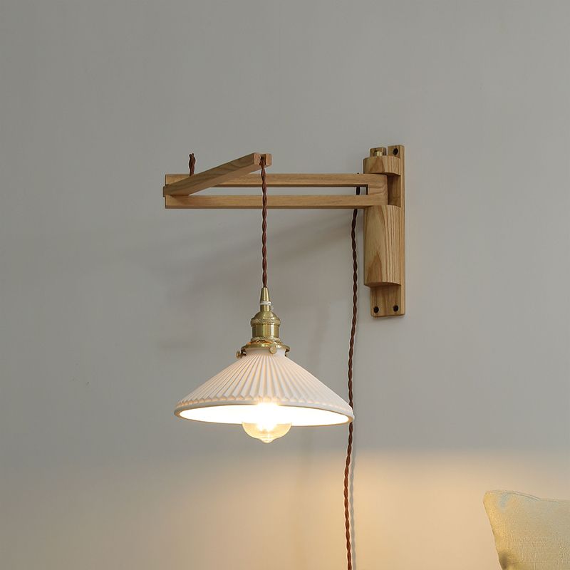 Moderner Stil ausgestatteter Wandmontaglampe Holz 1 Leichte Wandbeleuchtung für Schlafzimmer Wohnzimmer