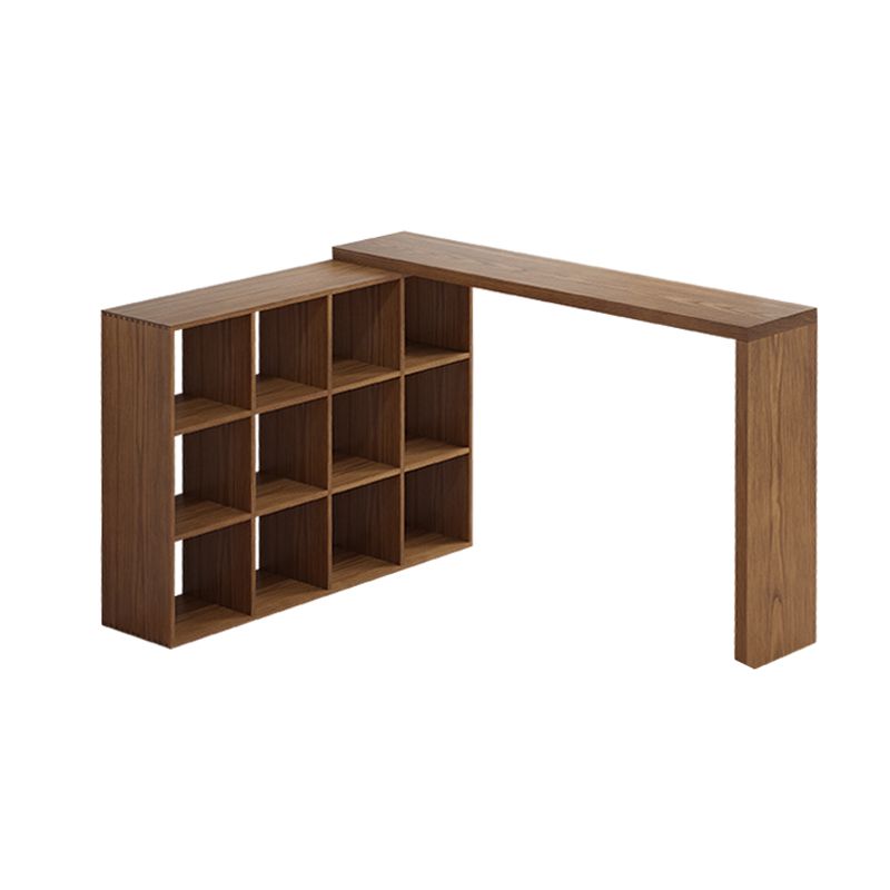 Modern Style Bar Table Rectangle Solid Wood Bar Table with Storage