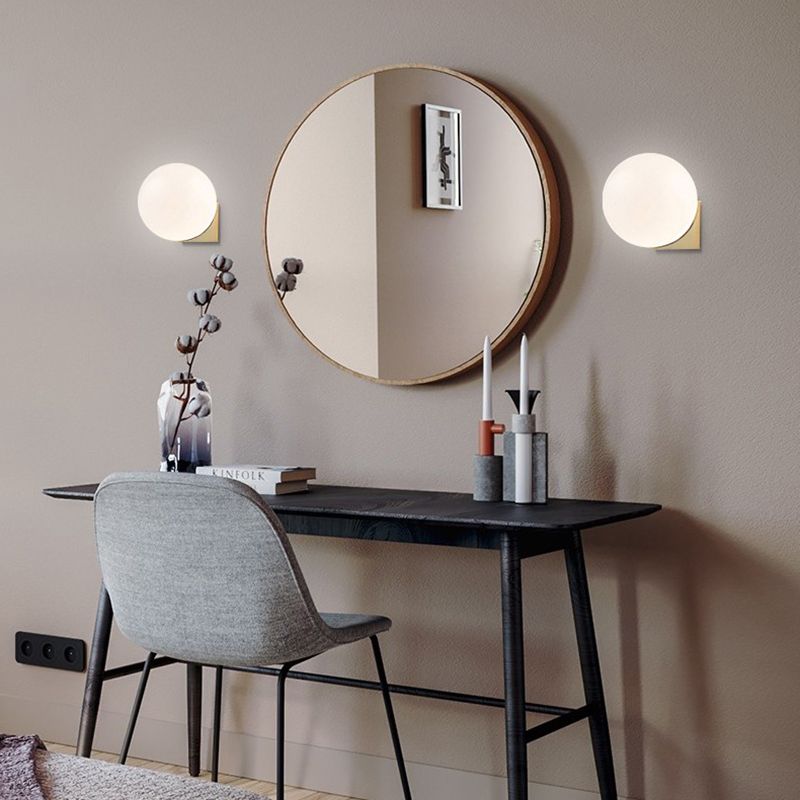 Glass Spherical Wall Lighting Fixture Simplicity Style Sconce Light Fixture in White