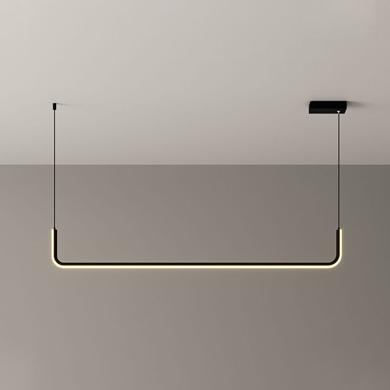 Aluminium Linear Anhängerleuchte Einfachheit Black/Gold LED Hanging Lamp über Esstisch, 39 "/59" Breite