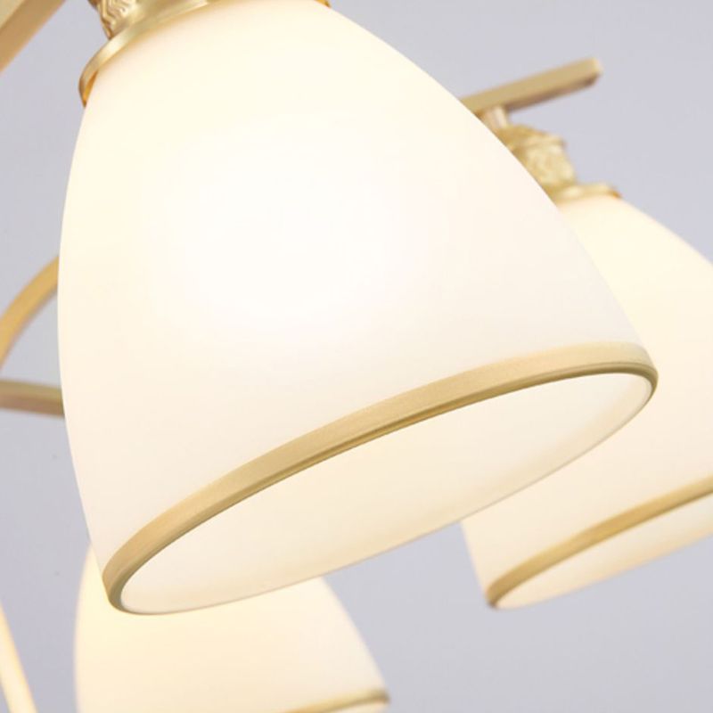 American Style Ceiling Light Cone Shape Ceiling Lamp with Glass Shade for Bedroom