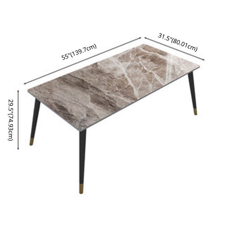 Dining Room Set Scandinavian Rectangular Dining Table with Black Four-leg Metal Base