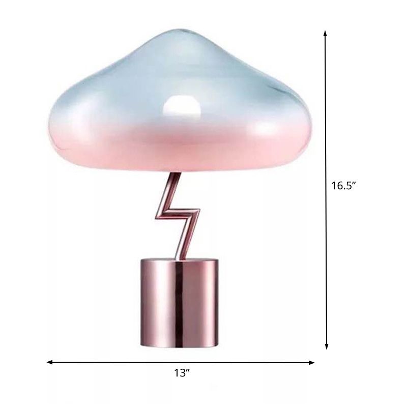 Lámpara de escritorio de champiñones Lámpara de mesa nocturna modernista rosa y azul 1 bulbo de dormitorio