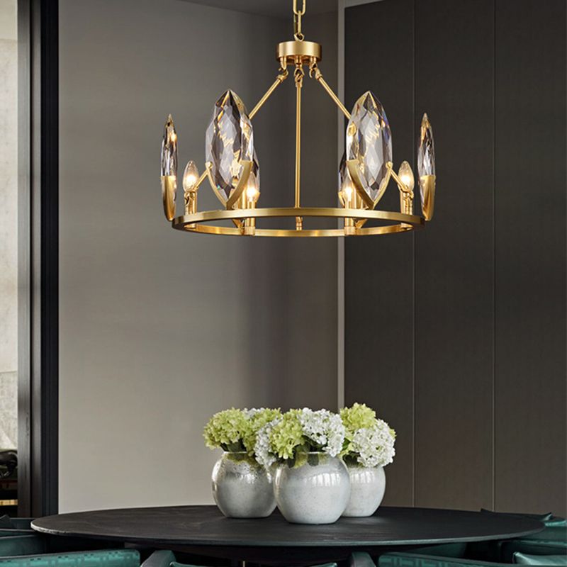 6/8 bulbes salon Hanging Light Kit moderniste Gold Ring Chandelier LAMPIR LAMPE AVEC OVAL CRIMAL TABLE