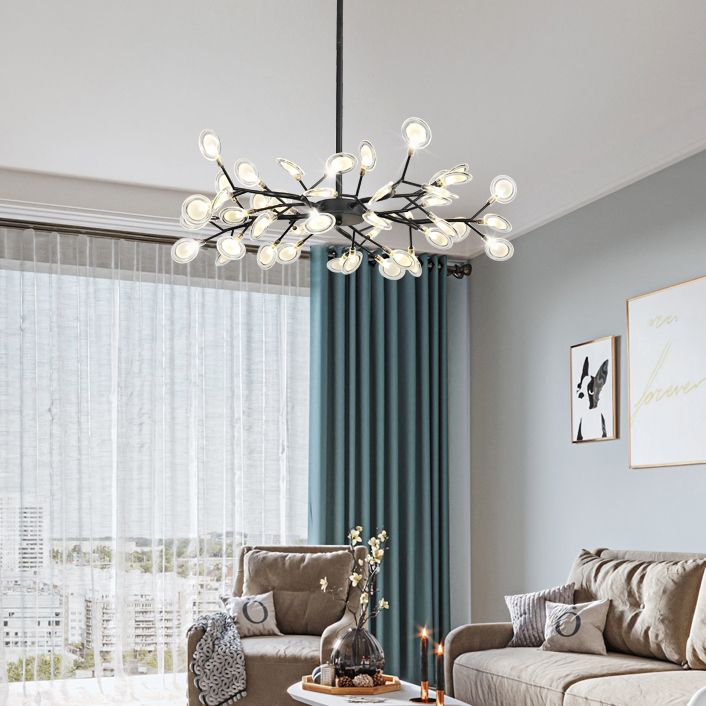 Luz colgante de luciérnaga de hierro forjado en simplicidad moderna Sputnik lámpara colgante ajustable para sala de estar