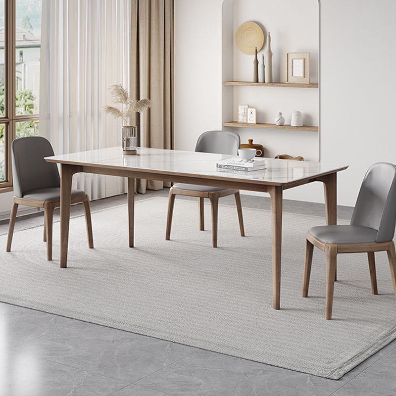 Rectangular Table Medieval Modern Sintered Stone Top Dining Table with Wooden Base