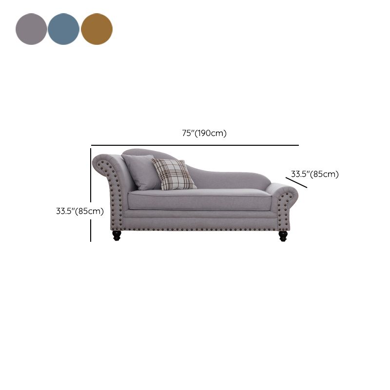 Contemporary Fabric One Armed Chaise  Rolled Arms Accent Chair with Pillows