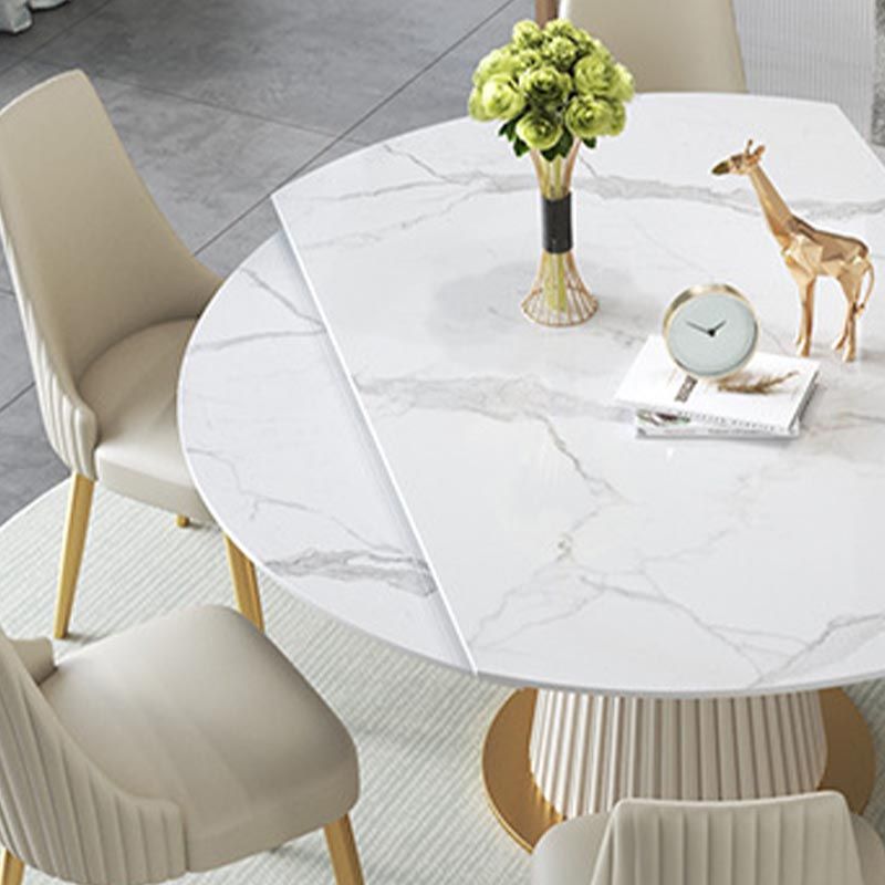 Glam Dining Set Stone 1/4/6/7 Pieces Dining Gold Furniture for Home