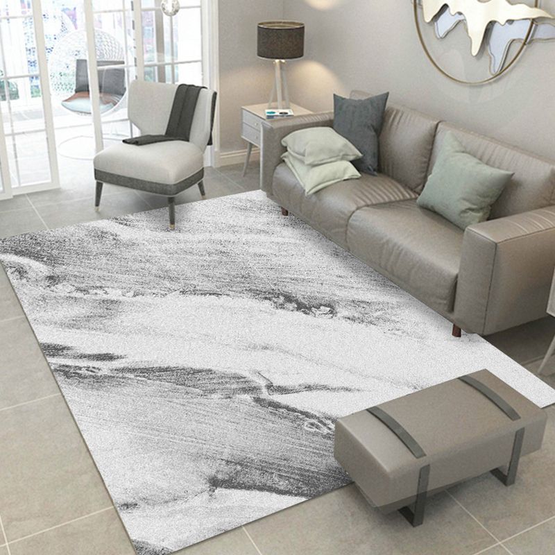 Living Room Indoor Rug Contemporary Marble Print Rug Polyester Washable Area Carpet