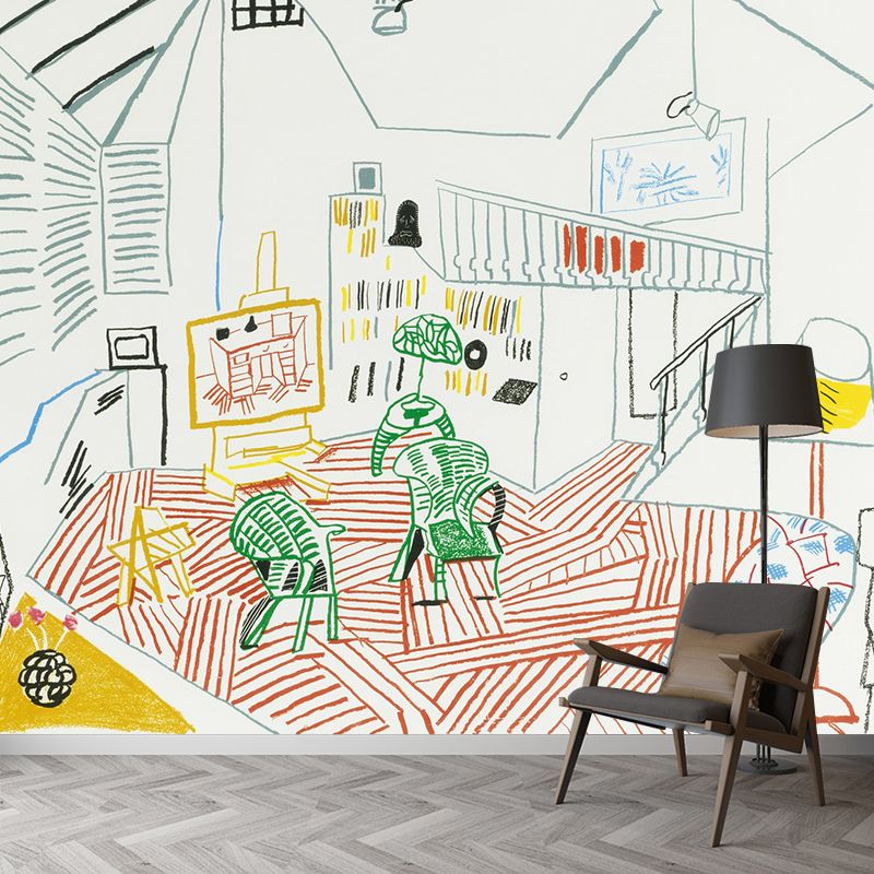 Non-Woven Waterproof Murals Modern Art Inner View of Studio Drawing Wall Covering
