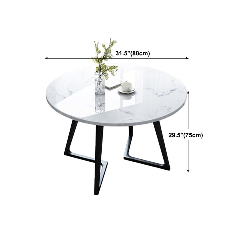 Sintered Stone Dining Table Industrial Wood Base Dining Table in White