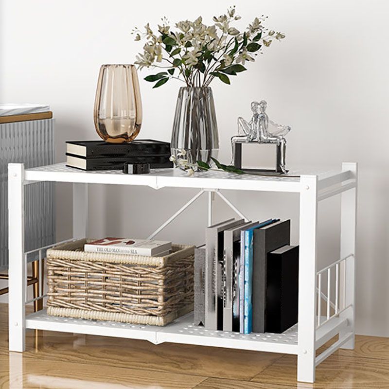 Contemporary Folding Steel Etagere Bookshelf with Caster Wheels